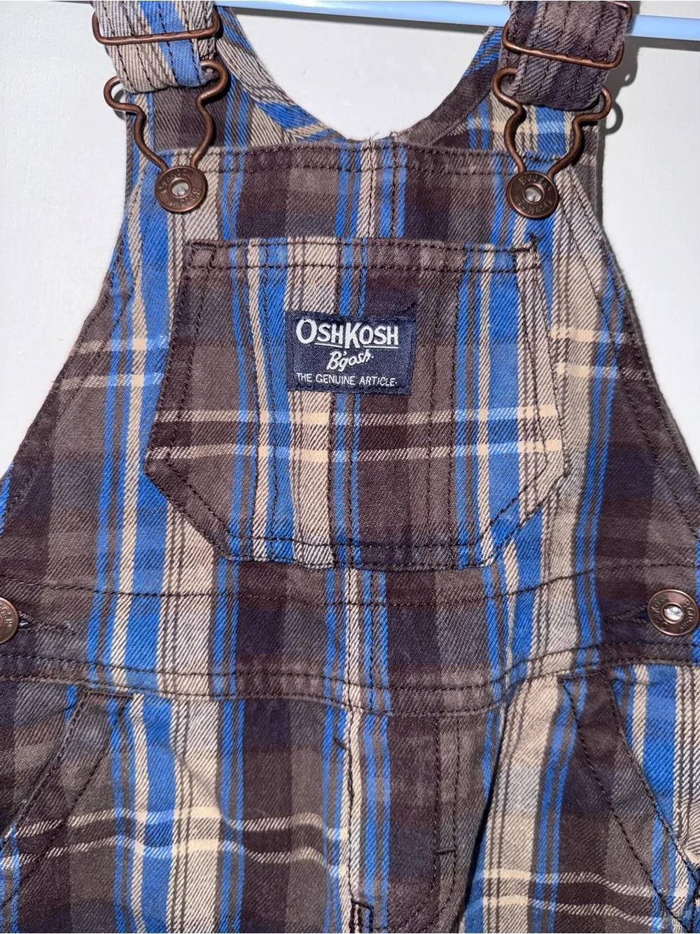 OshKosh B'gosh Blue Plaid Kids Overalls 12 months